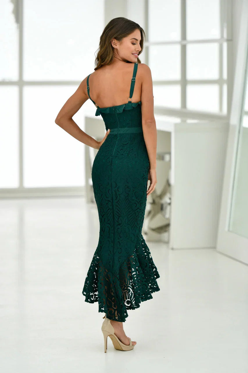 Leanne Midi Dress Emerald Green