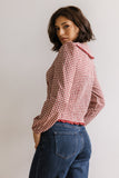 Brenna Gingham Blouse in Burgundy FINAL SALE