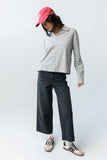 Kateri Striped Top in Heather Grey