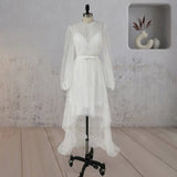 A Line Polka Dot Illusion Charm Asymmetrical Wedding Dress