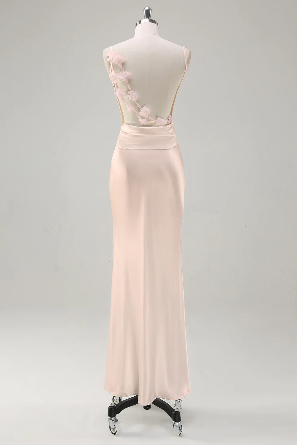 White Mermaid Cowl Neck Spaghetti Straps Backless Long Wedding Dress