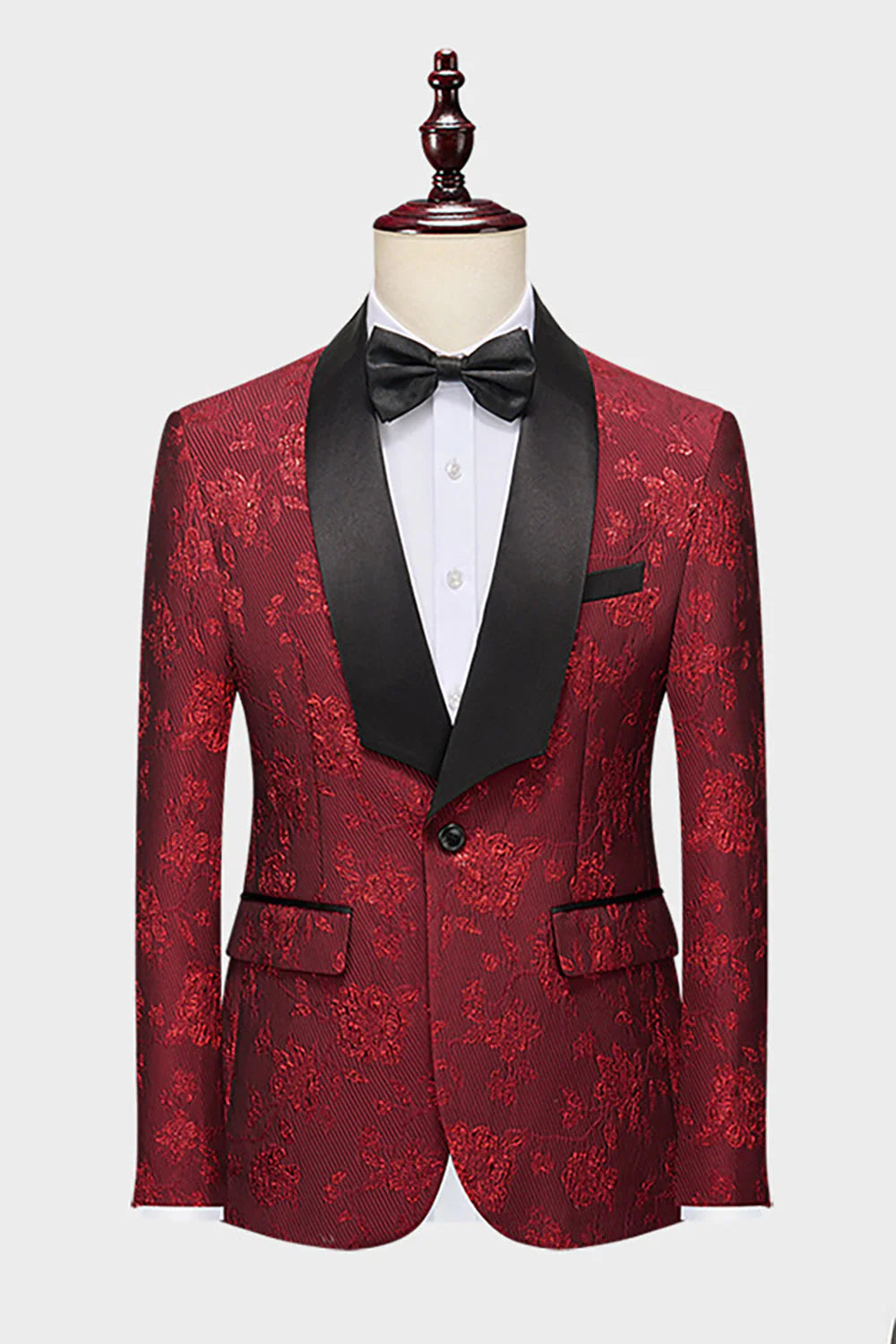 Mens Pink Silm Fit Shawl Lapel Jacquard 2 Pieces Wedding Suits