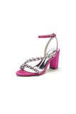 Rhinestone Beaded Ankle Straps Chunky Wedding Shoes