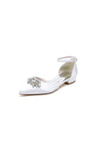 Pointed Toe Rhinestone Ankle Strap Kitten Heels