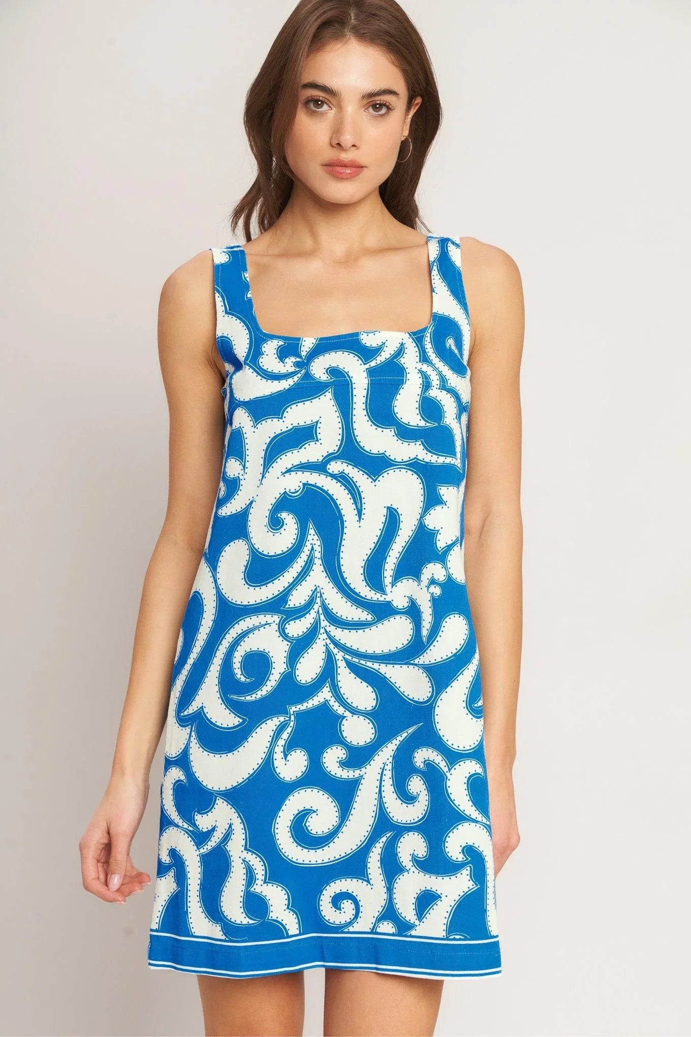 AZURE SWIRL BLUE MINI DRESS