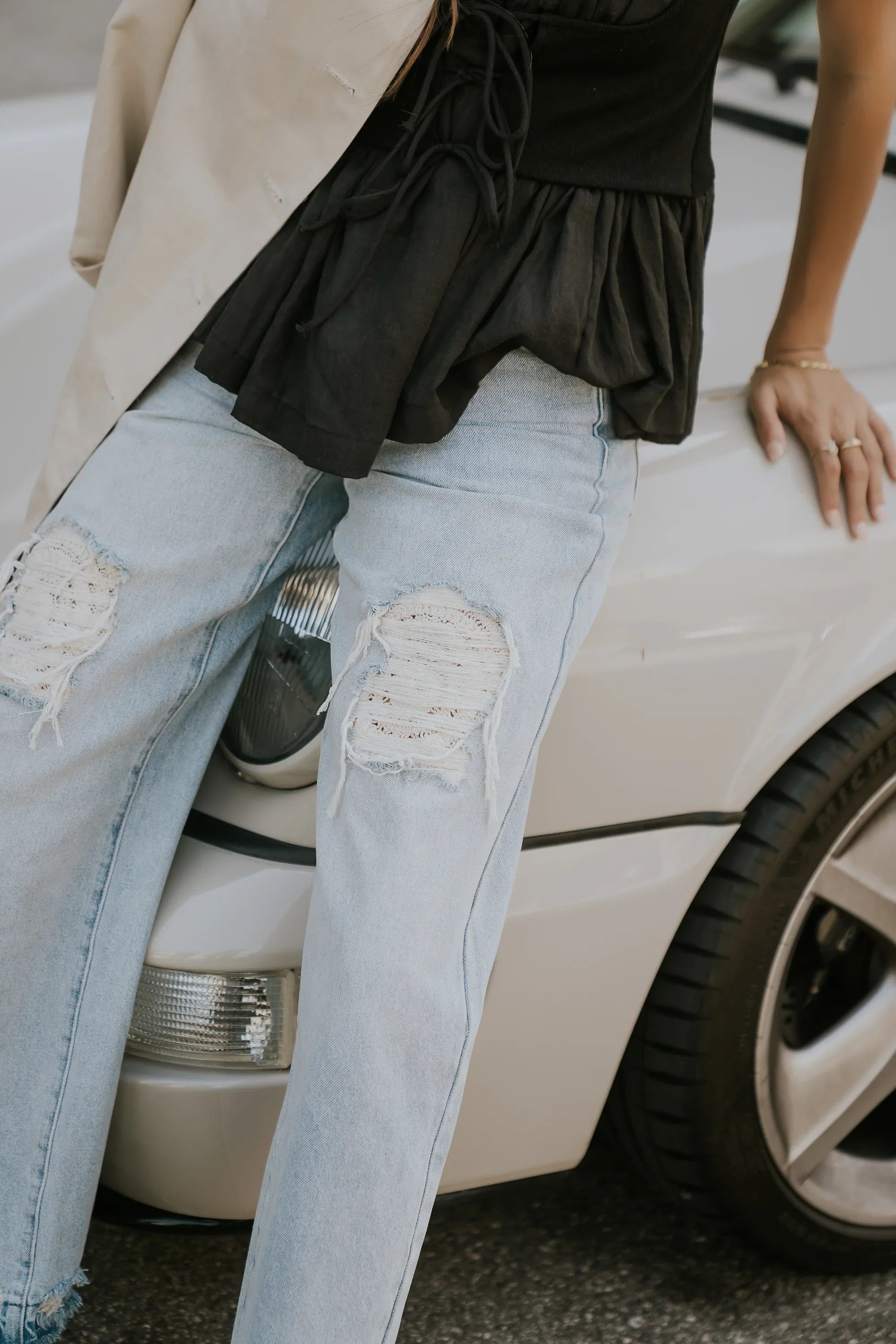 Marvin Crochet Wide Leg Jeans