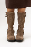 Steve Madden Astor Moto Boot in Taupe Suede FINAL SALE