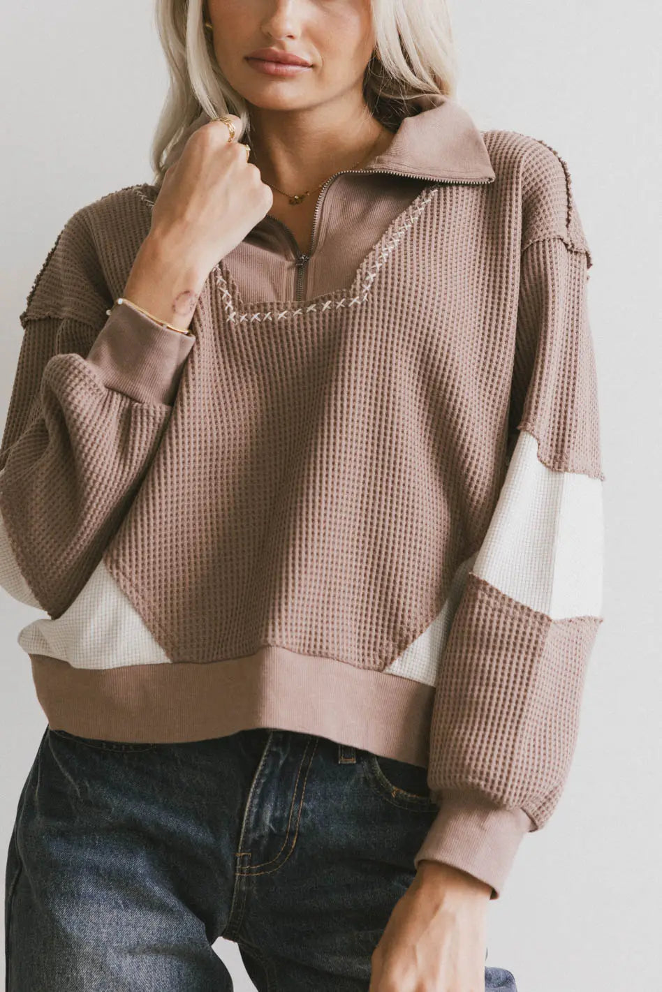 Harbor Knit Quarter Zip in Brown FINAL SALE