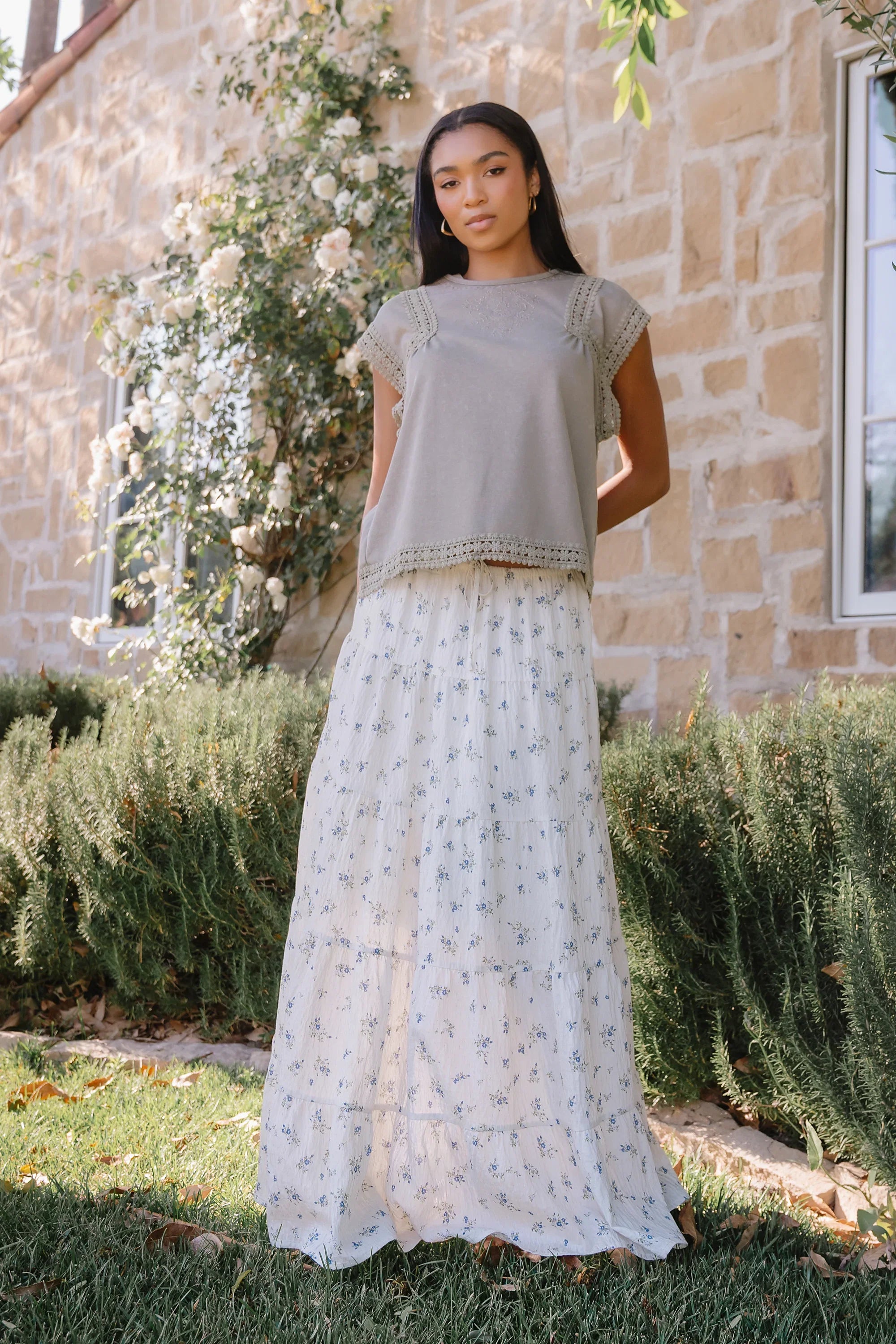 Maisey Embroidered Top in Green