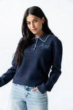 Apres Knit Sweater in Navy FINAL SALE