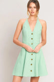 LOVELY CHARM MINT HALTER MINI DRESS