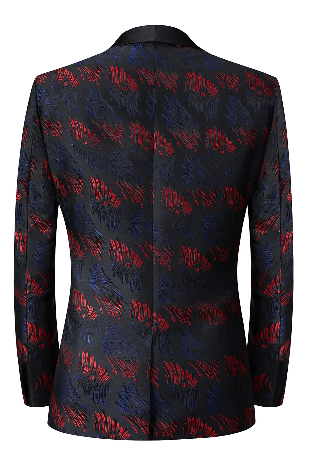 Mens Dark Navy Shawl Lapel Jacquard One Button 2 Piece Guest Suits
