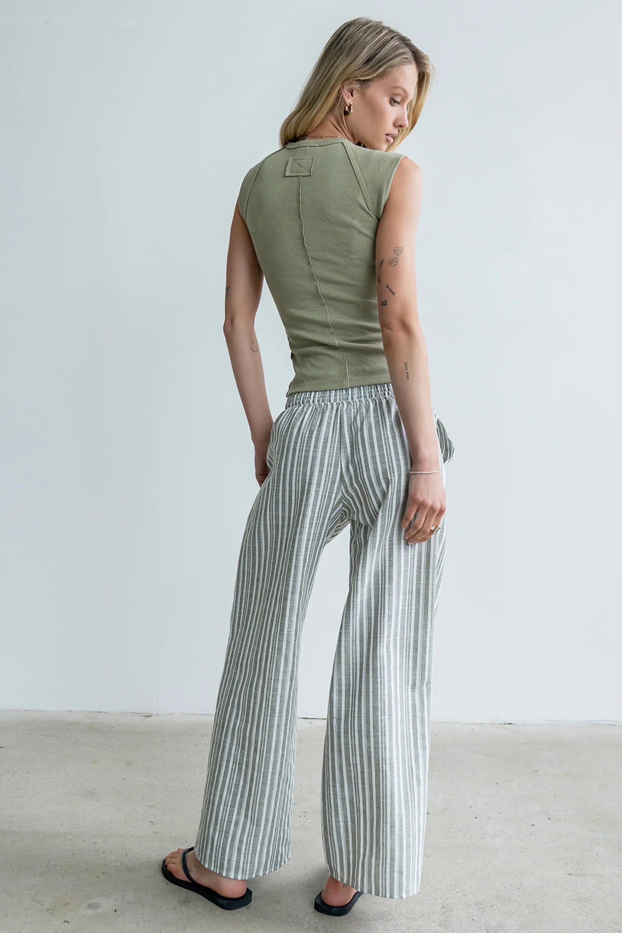 Indiana Striped Pants in Olive