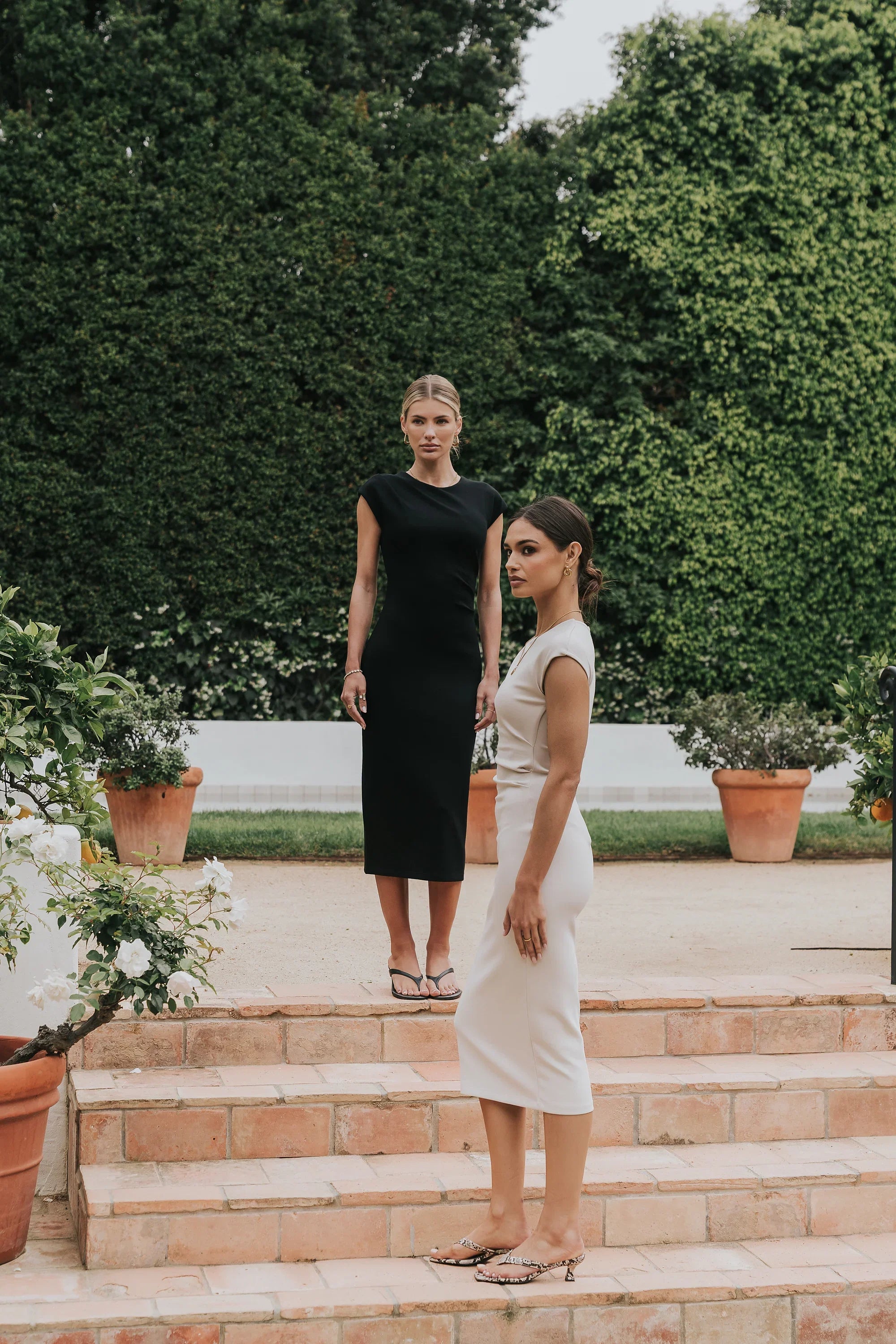 Ivy Fitted Midi Dress in Bone
