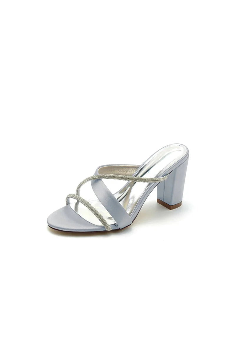 Royal Blue Satin High Heeled Sandals