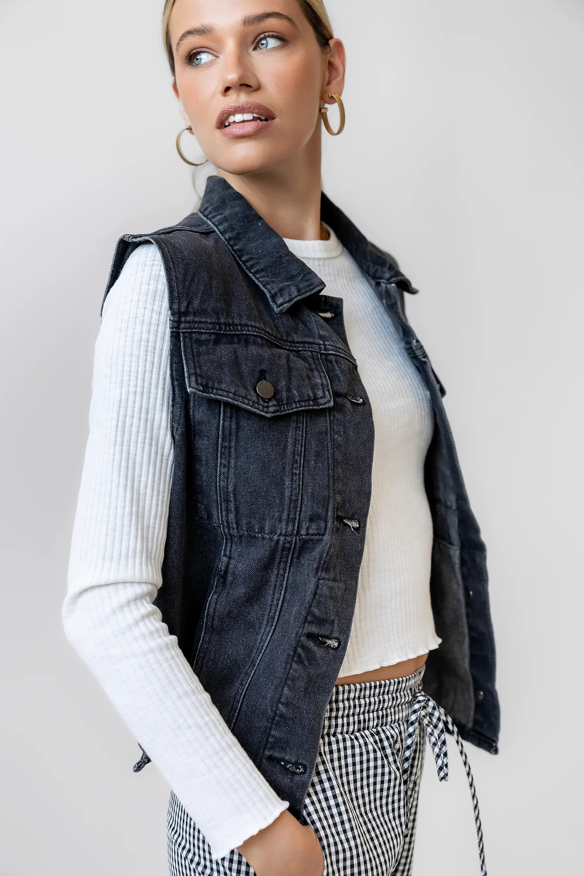 Jasmine Denim Vest in Black
