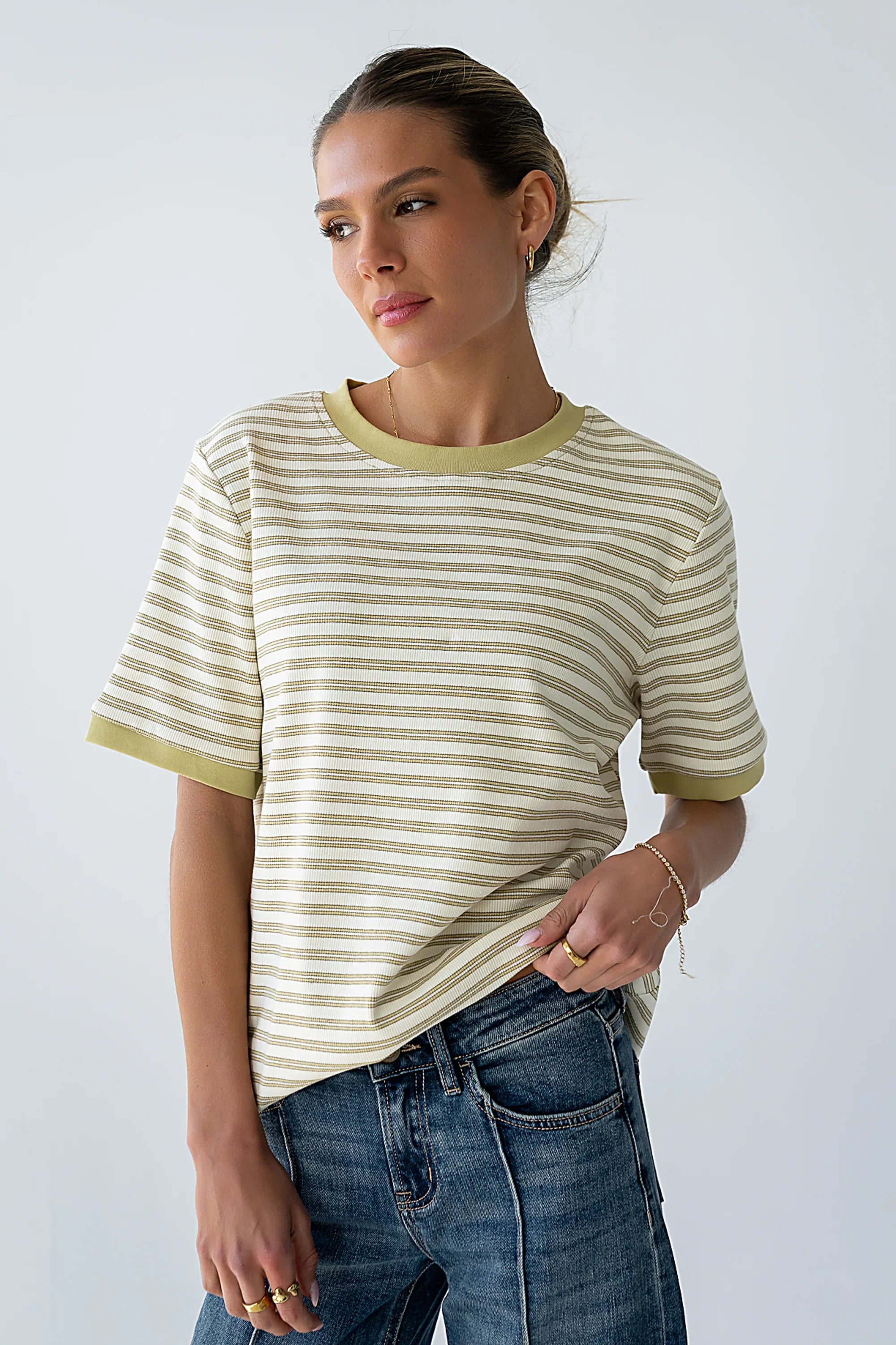 Jenna Striped Top in Green