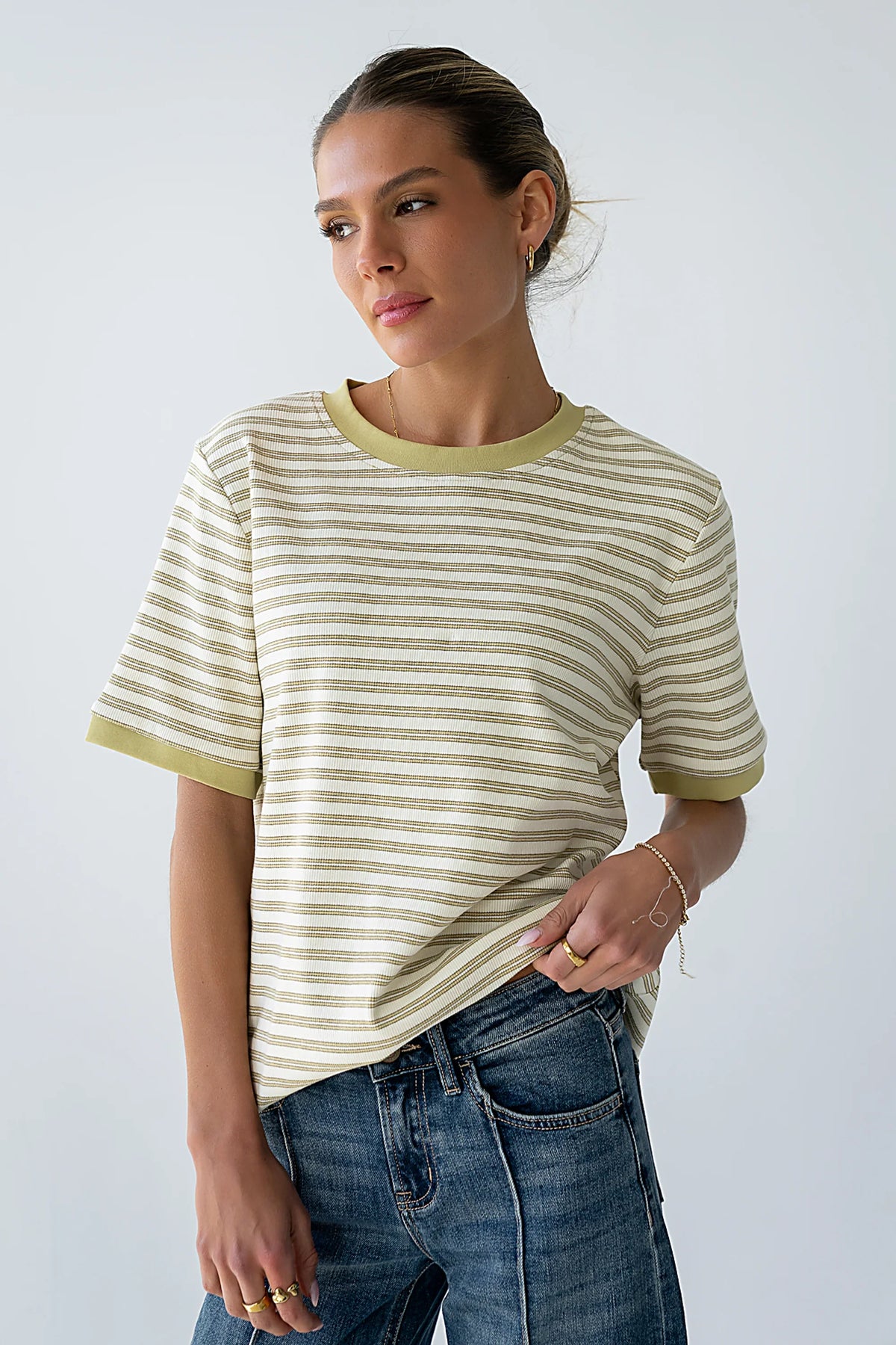 Jenna Striped Top in Green