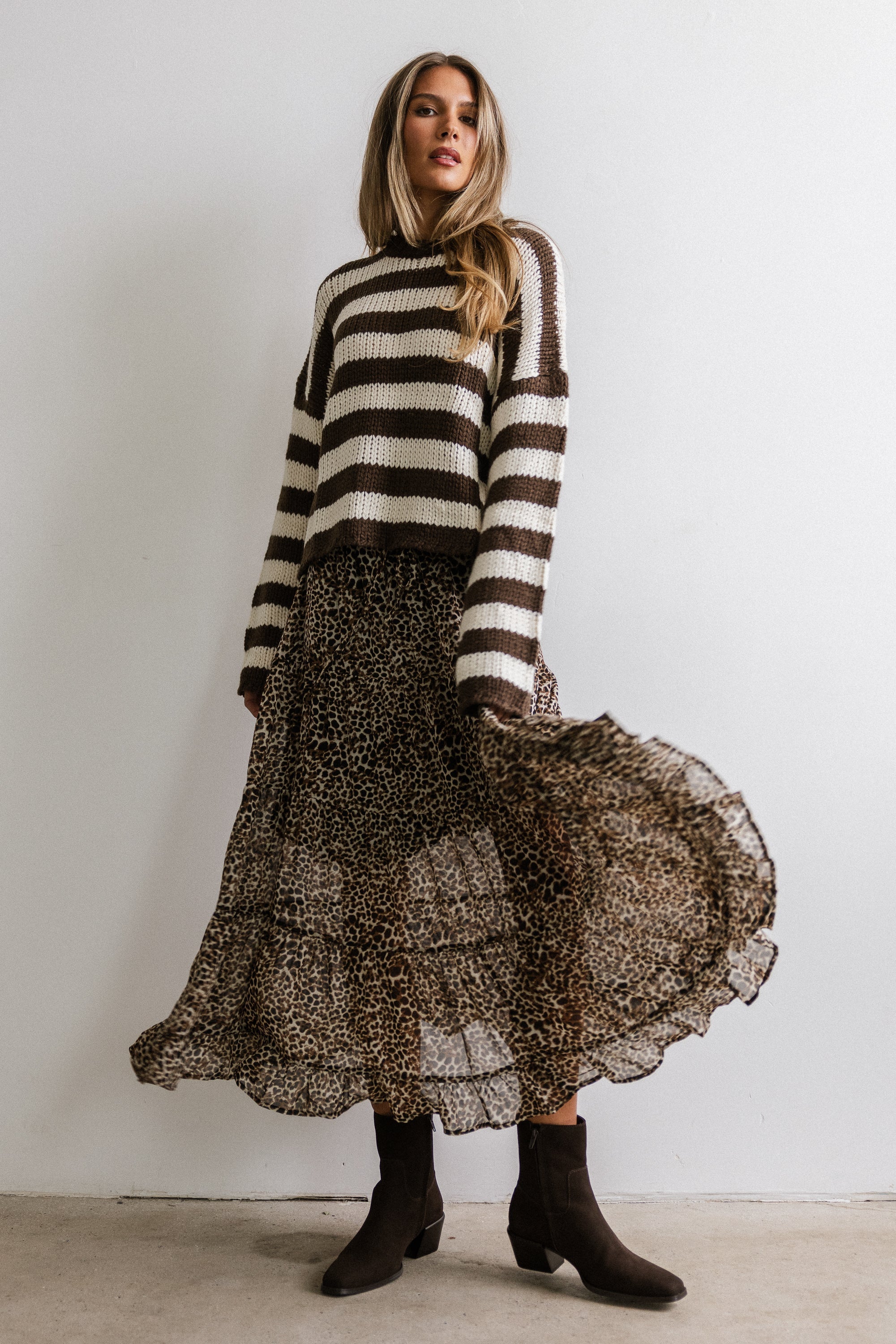 Beckam Striped Sweater in Mocha