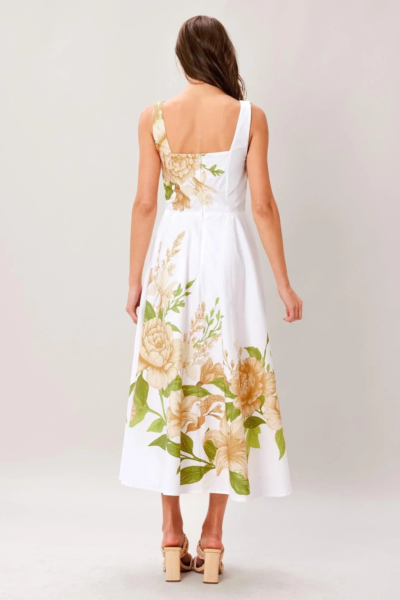 IVORY BOTANICA FLORAL MIDI DRESS