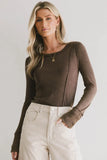 Sailor Ribbed Top in Brown FINAL SALE