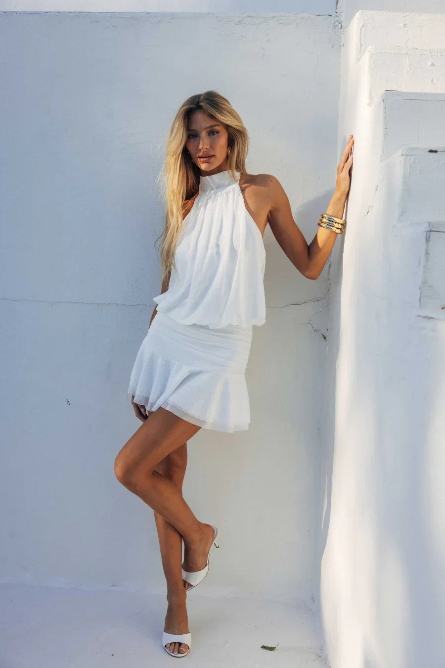 Journi High Neck Mesh Mini Dress