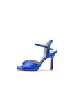Crystal Flower Square Open Toe Cross Straps Chunky Heels