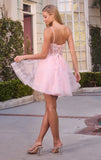 JOLEEN MINI DRESS FLORAL LACE TULLE A LINE COCKTAIL DRESS