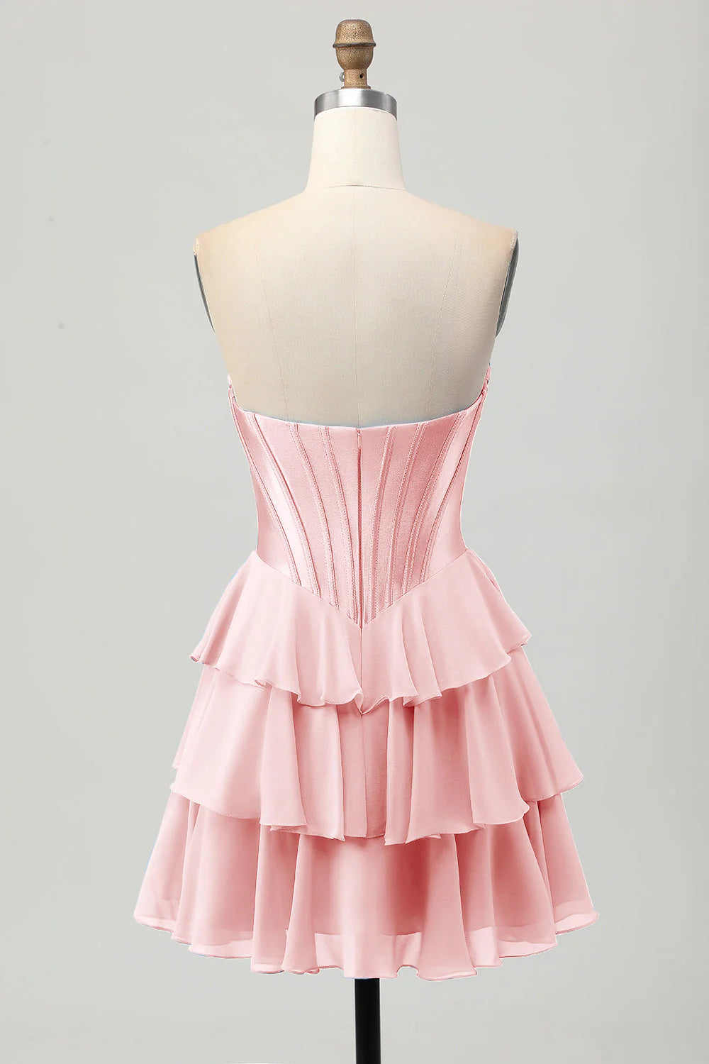 Tiered Strapless A Line Corset Blue Homecoming Dress