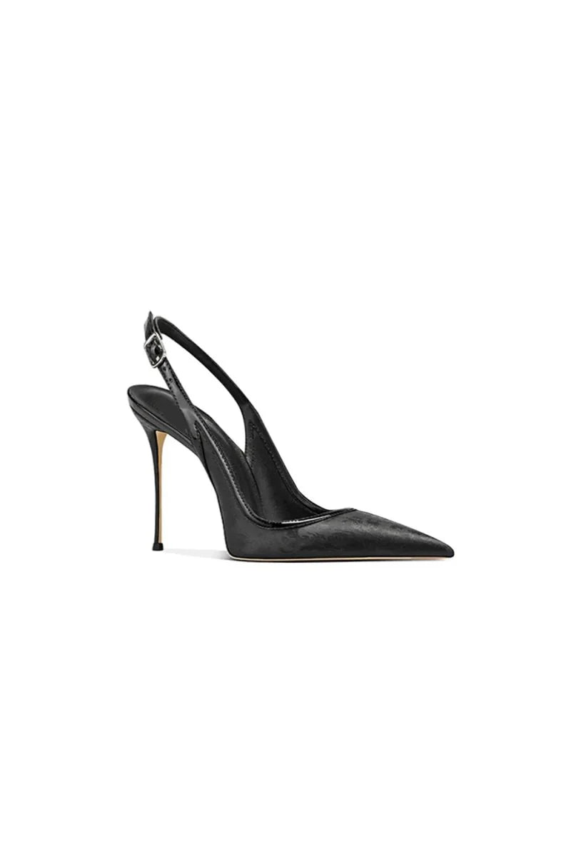 Green Slingback Mid Heel Stiletto Sandals