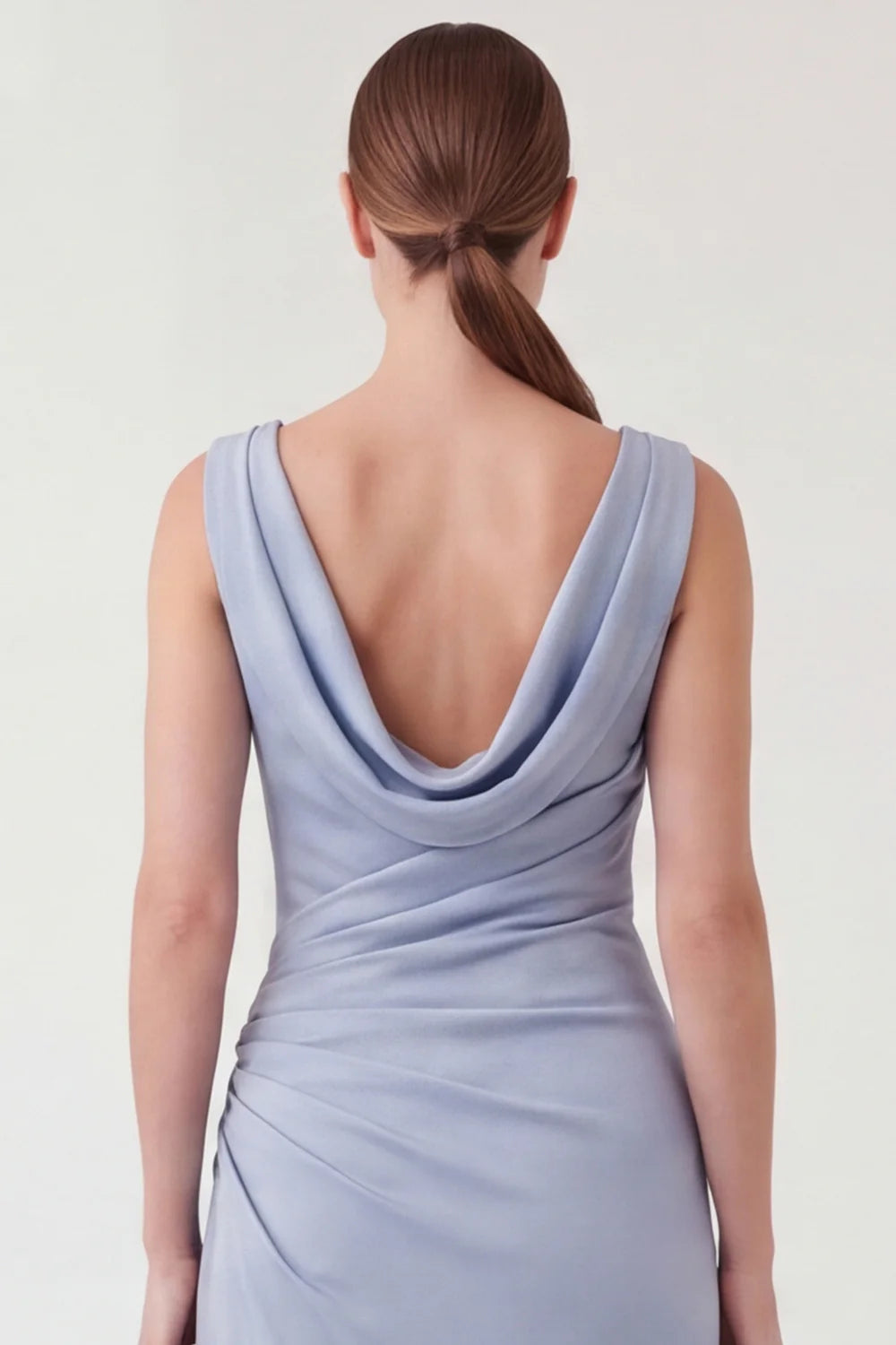 Light Blue Cowl Neck Mermaid Mother of the Bride Dress