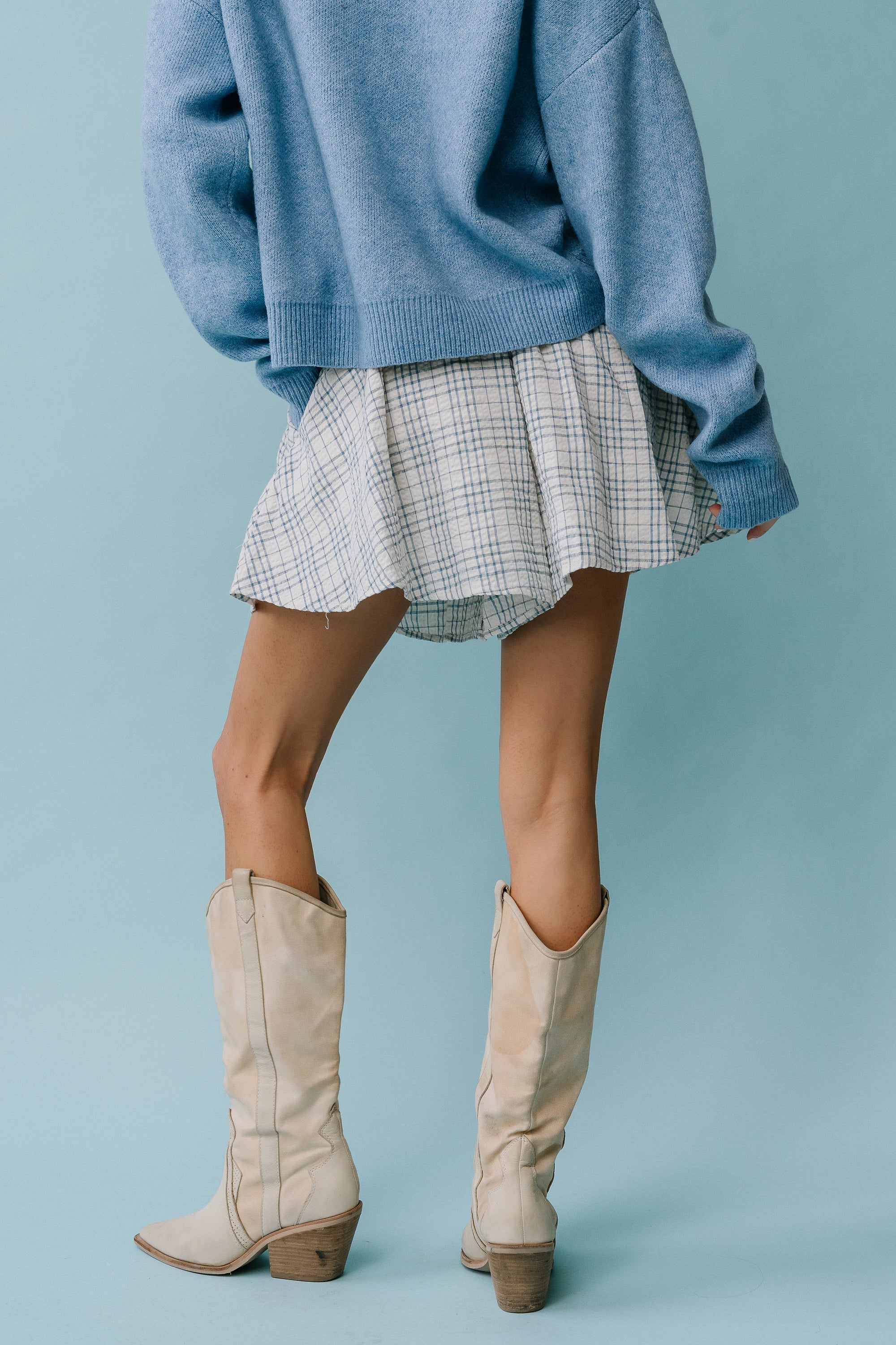 Katherine Plaid Shorts in Blue
