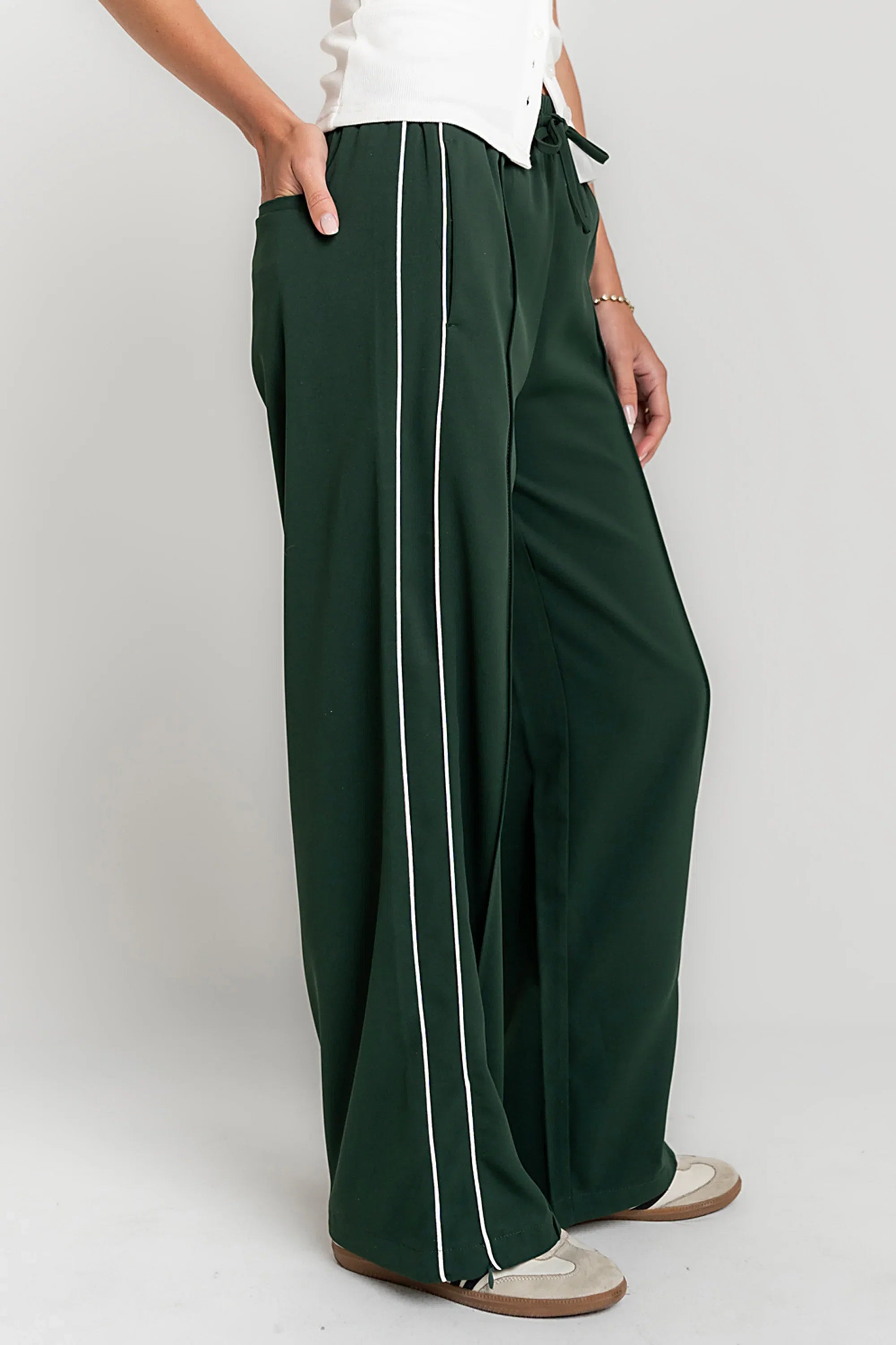 Emily Striped Wide Leg Pants in Green
