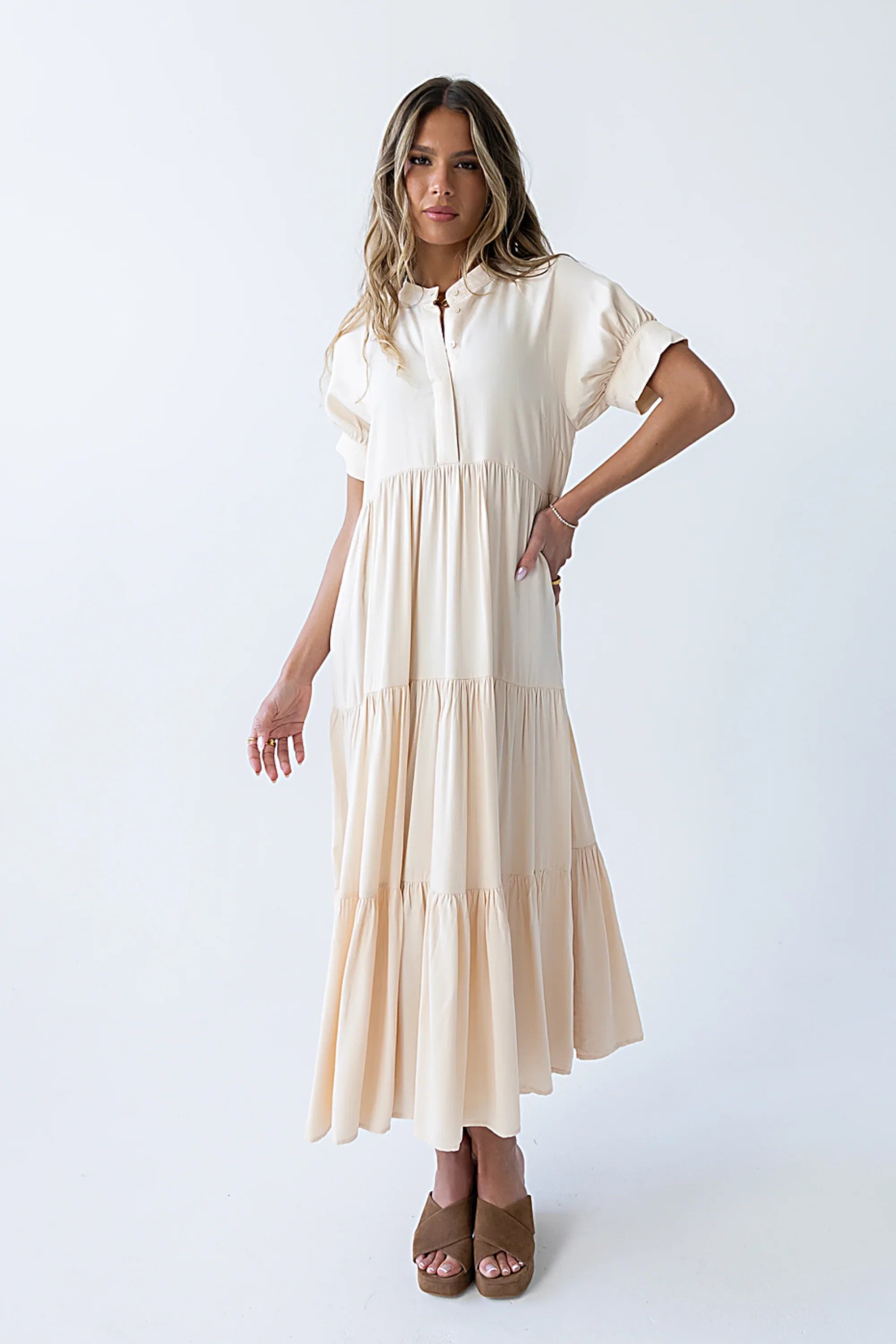 Amanda Tiered Dress in Cream