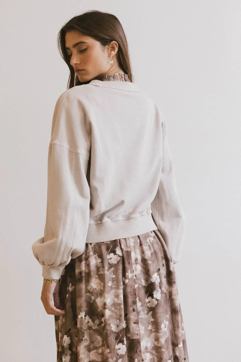 Sutton Exposed Seam Crewneck in Bone FINAL SALE