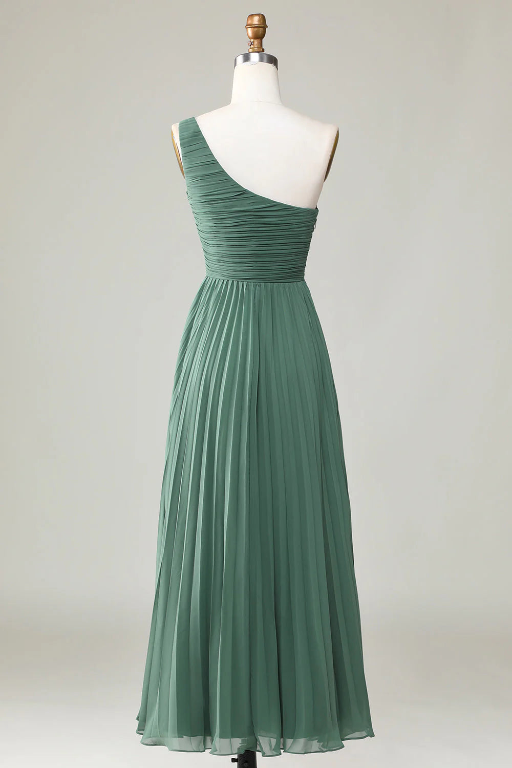 Eucalyptus A Line One Shoulder Ruched Chiffon Bridesmaid Dress