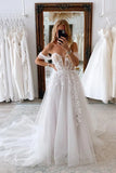 A Line Sweetheart Tulle Appliques Wedding Dresses