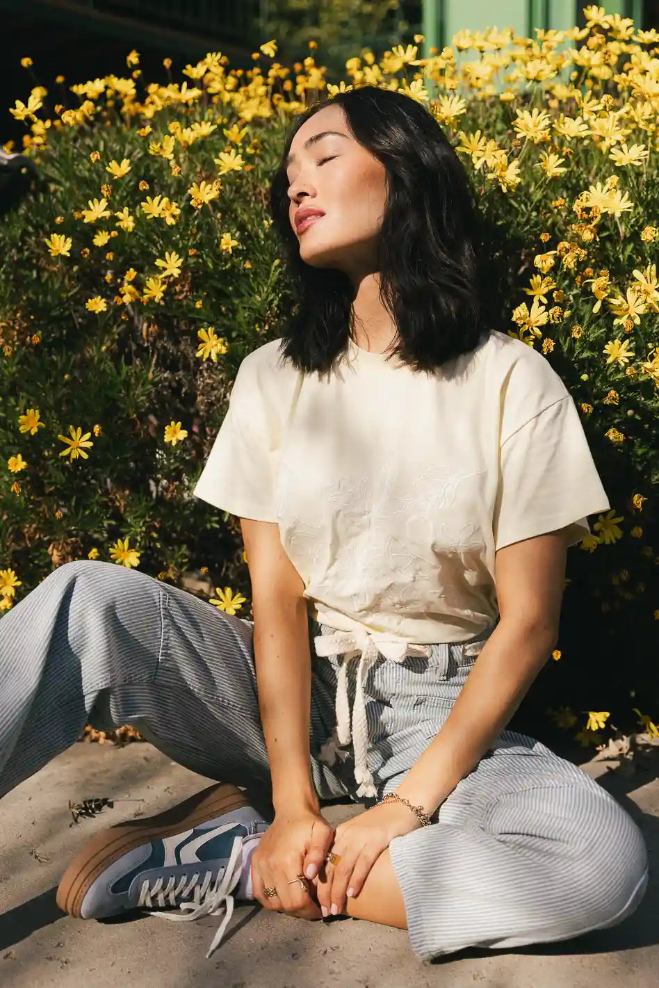Citrus Embroidered Tee in Yellow FINAL SALE