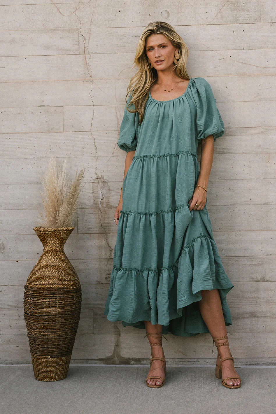 Corinne Tiered Maxi Dress in Blue FINAL SALE