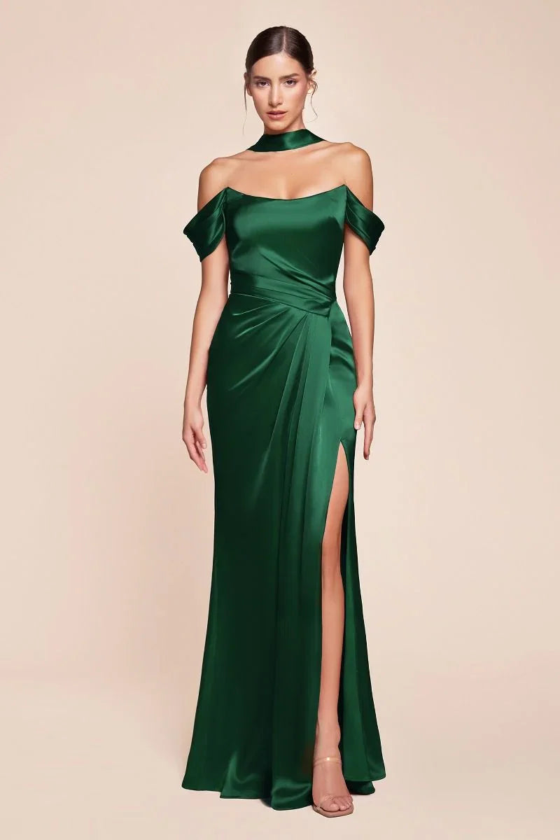 EMERSON GOWN OFF THE SHOULDER LUXE SATIN DRESS