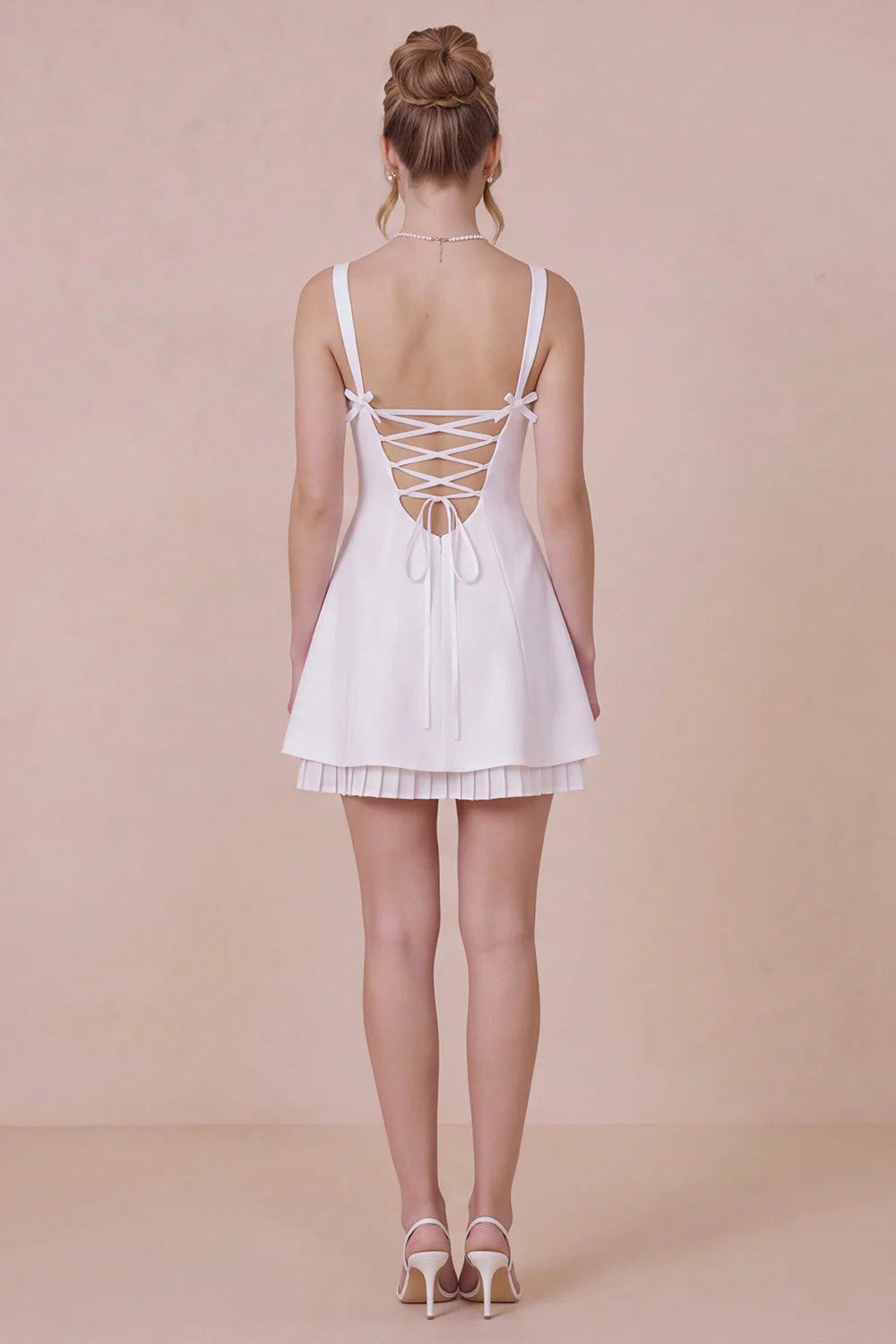 Simple White Square Neck Mini Graduation Dress