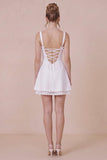 Simple White Square Neck Mini Graduation Dress
