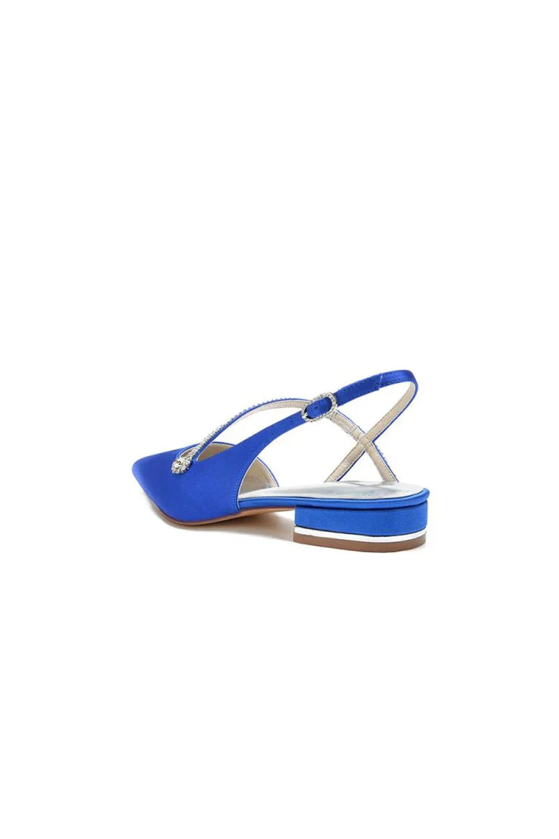 Beaded Pointed Toe Buckle Kitten Heels