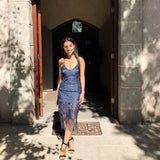 Khaleesi Dress Steel Blue Lace Dress With Fringe