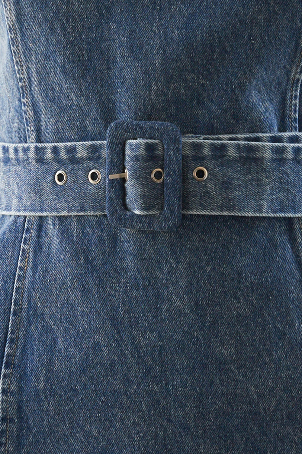 TURN A NEW LEAF DENIM MINI DRESS