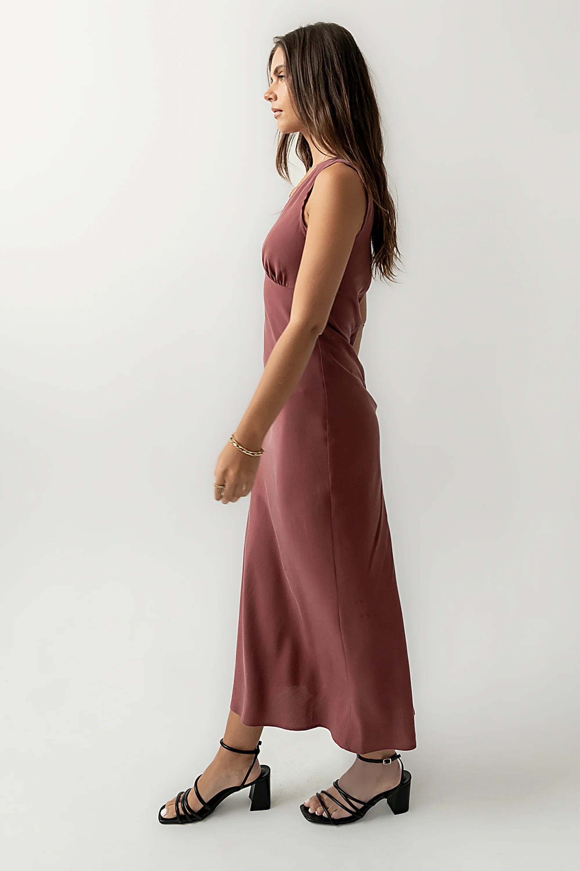 Hailey Lace Trim Maxi Dress in Marsala FINAL SALE