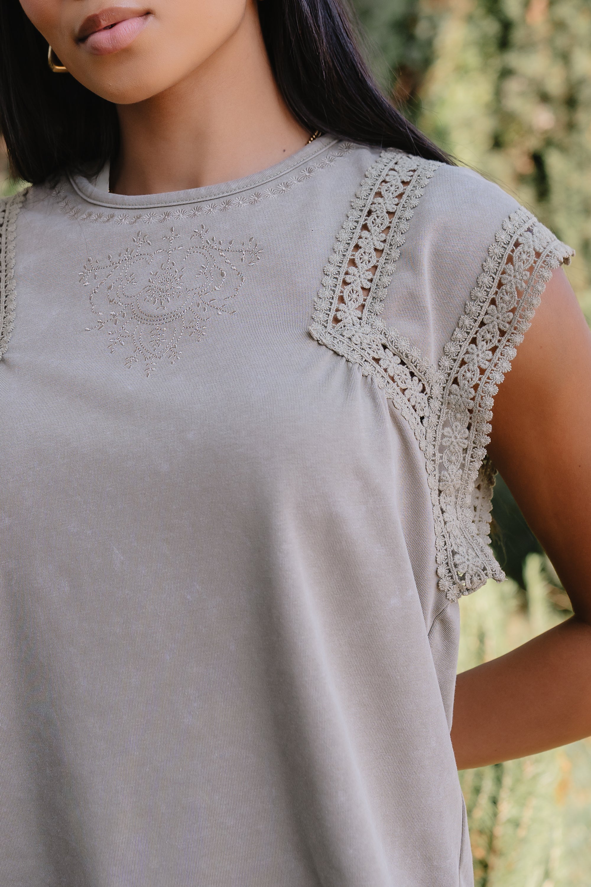 Maisey Embroidered Top in Green