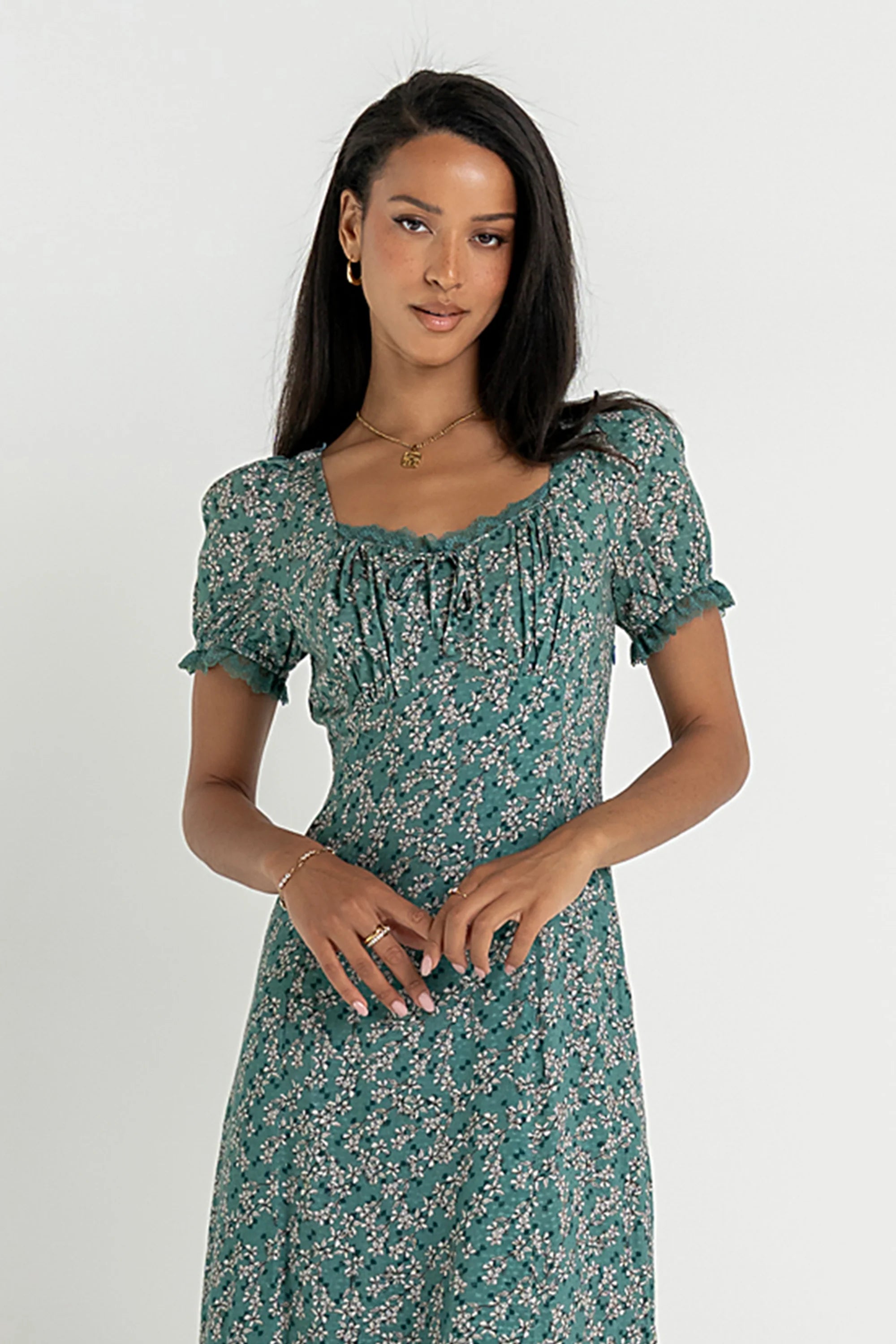 Camden Floral Maxi Dress in Green