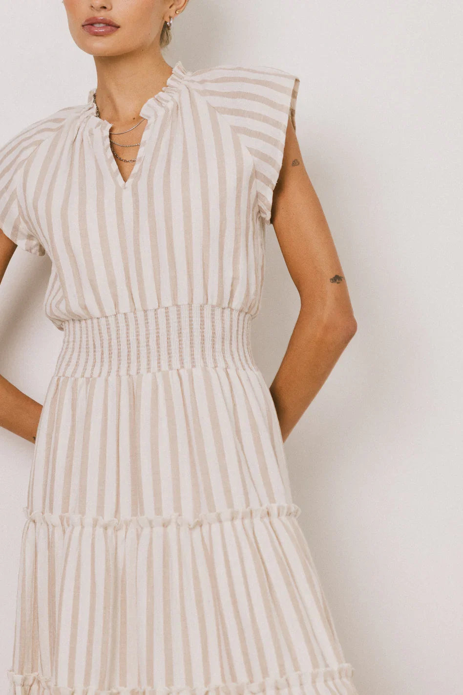 Claire Striped Maxi Dress in Taupe FINAL SALE