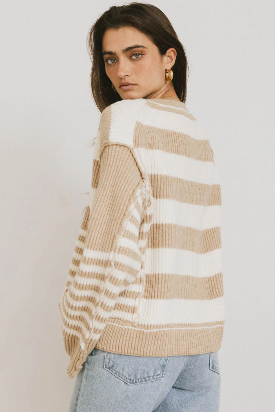 Yannah Striped Cardigan in Camel FINAL SALE